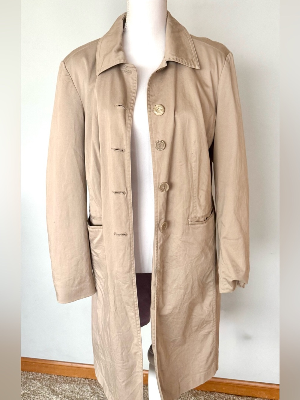 Vintage Jaclyn Smith Beige Classic Long Trench Coat | VGUC | lined | 98% cotton